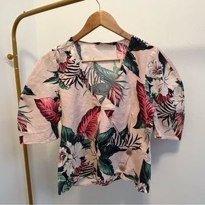 Zara floral pink blouse